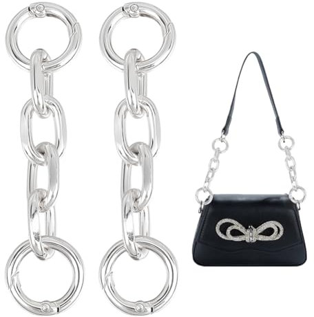 UNICRAFTALE 2Pcs Aluminum Bag Chain Platinum Bag Extender Chains 9.7cm Purse Chain Metal Shoulder Bag Strap Extender with Spring Gate Rings for Bag Straps Replacement Accessories