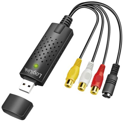 LogiLink VG0030A - USB 2.0-Audio/Video-Grabber, 3xCinch + miniDIN5 (S-Video) für Windows 7/8/10/11, Mac OS 10.7 oder höher, Android 5.0 oder höher