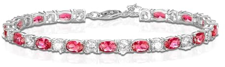 Diamond Treats Bracciale Tennis da donna, in argento Sterling 925, bracciale da tennis blu, rosso o verde, per donna e ragazza, bracciale da donna con pietre colorate e zirconi