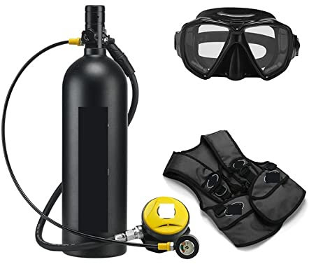 Mini-Tauchflasche 2L Tauch-Atemschutzmaske, Tauchausrüstung, Aluminiumflasche, Gasflasche, Erwachsene, Schwimmen, Schnorcheln, Schnorchel, Restdruckmessgerät für Angeln, Schnorcheln und zur Notfallret