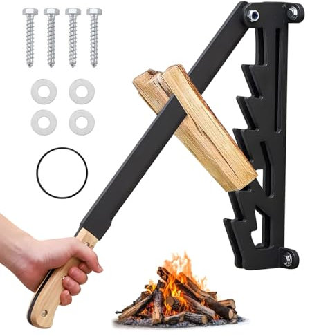 CISSIYOG Fendeur de Bois de Chauffage Murale, Diviseur De Bûches Manuel Rapide avec Poignée en Bois, Fendeuse de Bûche Portable pour l'intérieur et l'extérieur