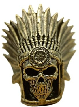Brass Indian Tribe Chief Skull EDC Beads Pendant Jewelry Making Supplies,Personality Diy Outdoors Tools Paracord Beads Charm Lanyard Hand-woven Accessories
