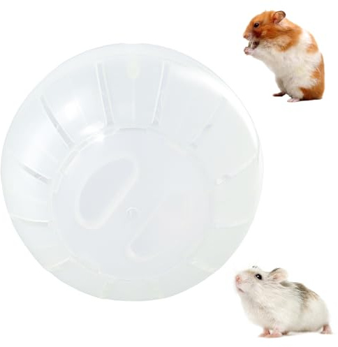 Pelota de Hámster, 14,5cm, Bola Hamster Comun, Transparente Juguete Bola de Hámster, Runball Hamster Plástico, Rueda para Ratas, Roedores, Jerbos, Mascota Pequeña (Blanco)