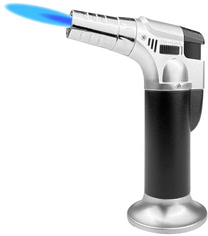Dyaucwpo Cannello da Cucina, Torcia Cucina Con Blocco di Sicurezza, Cannello Ricaricabile, Bruciatore Flamber con Fiamma Regolabile, Cannello a Gas, per Dolci, Caramellare (Butano Non Incluso)