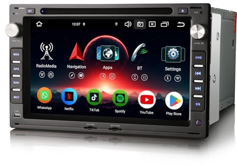 8-Kern 4GB+64GB 7 Zoll Android 14 Autoradio Bluetooth CD Player für VW Passat Golf 4 Sharan Polo Jetta T5 Skoda Octavia Seat Ibiza Leon GPS Navigation CarPlay Android Auto WiFi DSP DAB+ USB CD DVD