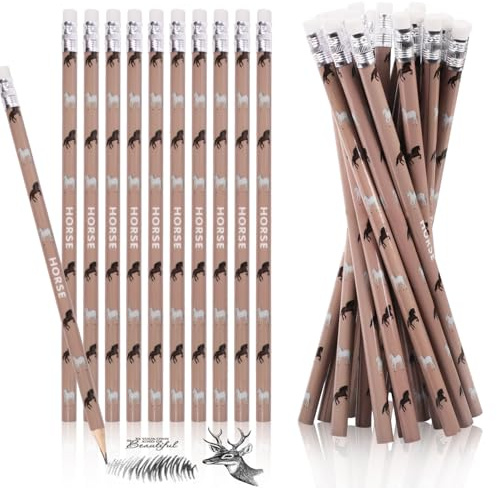 Rdlobu Crayons à Cheval, 12 Pièces, Crayon Papier avec Gomme | Crayon Cheval pour Enfants, Amateurs de Chevaux, Fournitures Scolaires