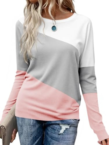 Cicy Bell Camiseta de manga larga para mujer, cuello redondo, manga larga, informal, holgada, blusa, túnica