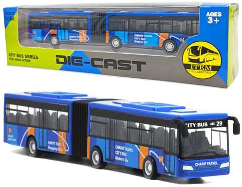 Voitures de Jouet, Autobus Voiture Jouet Mini Voitures à Tirer Modèle de Bus de Jouets Friction Véhicules Petite Voiture Ensemble de Véhicules Jouets Autobus pour Enfants à Partir de 3 Ans (Bleu)