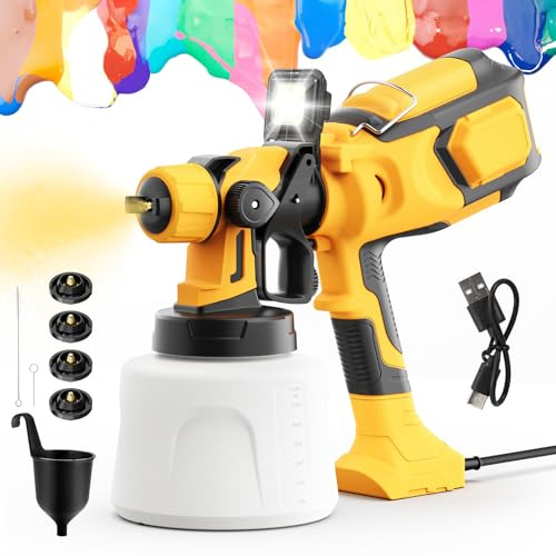 Paint Sprayer, 850W HVLP High Power Electric Spray Paint Gun with 1400ml Capacity, 4 Nozzles & 3 Patterns - Easy Clean for Walls, Furniture, Fence, Sheds & DIY Projects