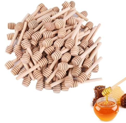 Agitador de miel de Madera, Cuchara de miel de 50 Piezas, Mini Cuchara de miel en Barra de 8 cm, Mezclador de miel en Espiral, Varillas de Agitación para Tarros de Miel, para Dispensar Jarabe de miel