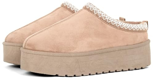 LUNATECH Womens Slippers Warm Winter Slippers Mules Platform Fluffy Slippers Fur Slipper Outdoor Thermal House Shoes For Ladies