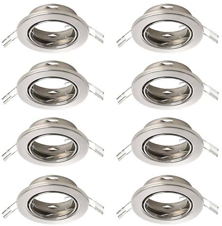 Eglo Set 8 focos empotrables Agulo, lámpara de techo orientable, spot redondo sin bombilla, acero plateado, casquillo GU10, Ø 8,6 cm