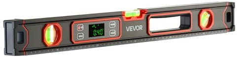 VEVOR Nivel Digital de Aluminio 600 mm, Nivel Electrónico Magnético con Burbujas de 0°/45°/90°, Pantalla LED Retroiluminada, 4 Unidades de Medida, Bolsa para Construcción Bricolaje Hogar Carpintería