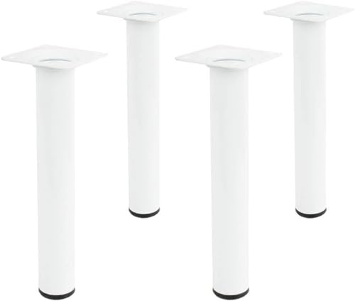 Amig - Lot de 4 Pieds Ronds pour Meuble - 30X200 cm - Acier - pour Tables Basses, Tables de Nuit, Commodes... - Embout Anti-Rayures - Résistants - Noir - Visserie Incluse