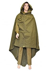 Made in Ussr Original Soviet Russian Army WWII Type Soldier Field Canvas Cloak Tent Raincoat Poncho Plasch-palatka with Leather Carrying Strap