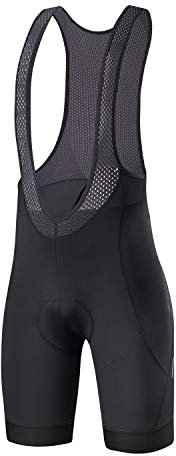 Santic Trägerhose Fahrrad Herren Fahrradhose Kurz mit Sitzpolster Radhose Herren Kurz Gepolstert Radlerhose Kurz Radshorts mit Polster Schwarz EU XXL