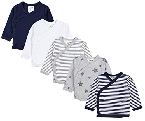 TupTam Baby Jungen Langarm Wickelshirt Baumwolle 5er Set, Farbe: Mehrfarbig 8, Größe: 62