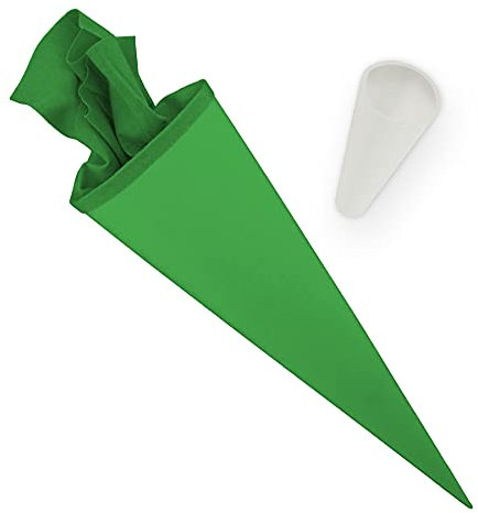 itenga Set Bastelschultüte rund 70 cm inkl. Spitzenschutz - Schultüte Zuckertüte Rohling 1. Schuljahr (Grün)