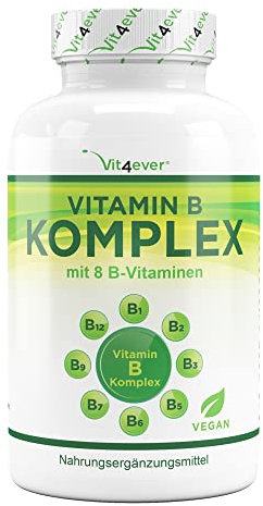 Vitamin B Komplex - 200 Tabletten - Alle 8 B-Vitamine in 1 Tablette - Vitamin B1, B2, B3, B5, B6, B12, Biotin & Folsäure - Laborgeprüft - Premium Qualität - Vegan