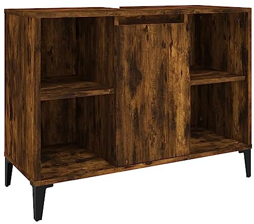 vidaXL Tvättställsskåp rökfärgad ek 80x33x60 cm konstruerat trä