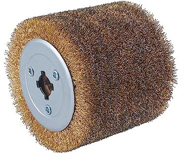 CNCMANS Spazzola a rullo satinato, con filo di ottone, rullo in acciaio, spessore filo 0,3 mm, spazzola per lucidatura, disco abrasivo, 120 x 100 x 19 mm, per 19 mm di diametro
