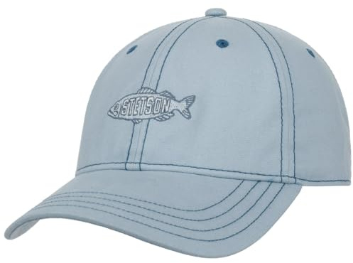 Stetson Washed Canvas Fish Cap Einfarbige Sportliche Basecap UV-Schutz 40 Baumwollcap Damen Herren Frühjahr Sommer hellblau One Size