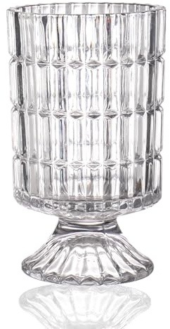 MCMCNCUIU Jarrón de cristal, florero, jarrón de cristal para ramo, jarrón transparente, jarrón acanalado, jarrón grande para flores, jarrón de vidrio con pedestal para sala de estar, dormitorio, mesa