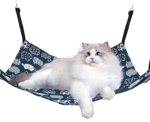 1 paquete de hamaca para gatos con correas ajustables, columpio para gatos, jaula pequeña para mascotas, hamaca transpirable para gatos, 48 ​​x 38 cm, M