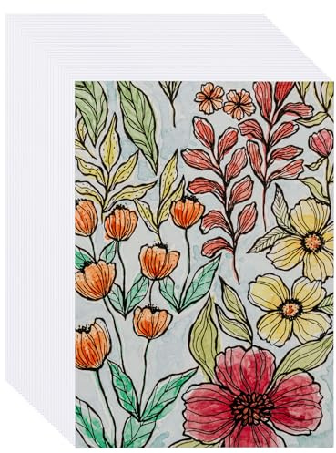 50 hojas de papel de acuarela A4, 300 g, papel de acuarela, papel de algodón, papel de acuarela, papel de dibujo, papel de acuarela, papel para colorear para acuarelas, postales (A4)