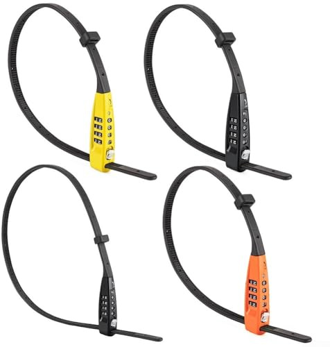 Kabelbinder Fahrradschloss, Einstellbare Länge und Einfache Installation für Mountain- und Rennrad-Sicherheit (Orange)