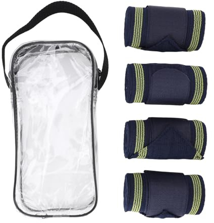 ZAWELIYO Lot de 4 bandages élastiques respirants pour jambes de chevaux avec fermeture anti-slip, soutien de prévention des gonflements pour entraînement, conduite