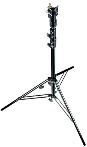 Manfrotto 007BU Stativo di Livellamento con Gamba Serie Junior, Massima Capacità di Carico 12 kg, Massima Altezza 315 cm per Luci, 3 Sezioni, in Alluminio, Nero