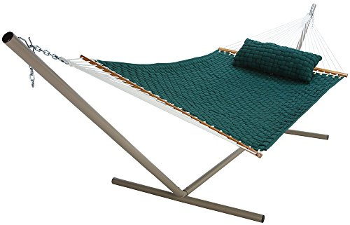 Original Pawleys Island Large Green Soft Weave Hammock with Free Extension Chains and Tree Hooks, Accommodates 2 People, 450 LB Weight Capacity, 13 ft. x 55 in.