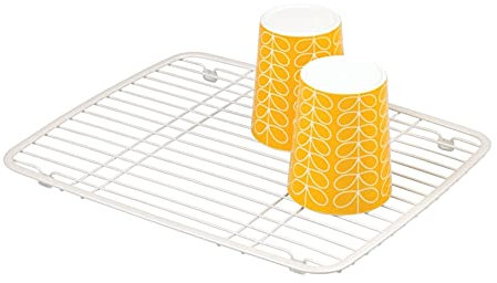 iDesign Axis Spülbeckeneinlage | eckiges Schutzgitter mit Füßen gegen Kratzer und Verrutschen | auch als Kuchengitter geeignet | Metall perlmuttweiß