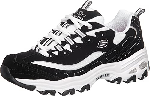 Skechers D'lites Biggest Fan, Sneaker Donna, Black White, 39.5 EU