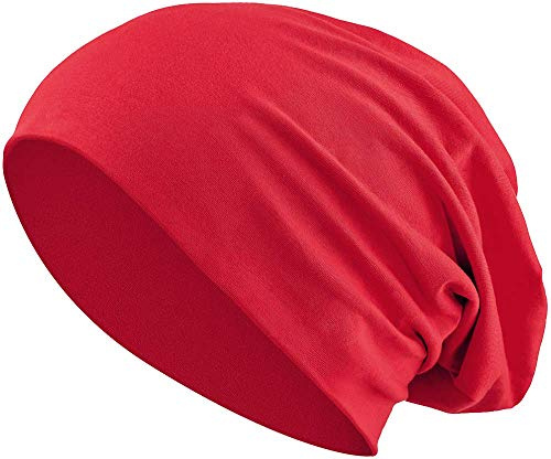 BALINCO Jersey Cotone Elastico Lungo Slouch Beanie Unisex Cappello Heather in 35 Colori Assortiti (3) (Rosso Scuro)