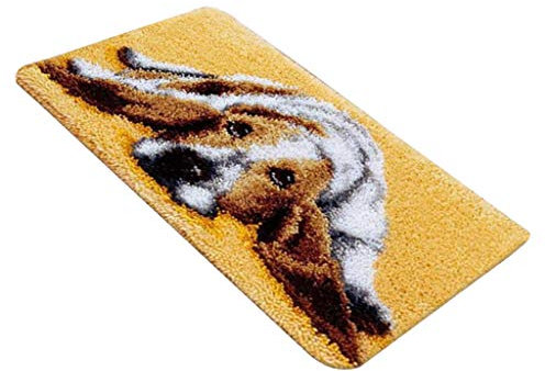 F Fityle Hund Muster Knüpfteppich und Erwachsene zum Selber Knüpfen-Teppich Knüpfset Bastelset- 58x40cm, ZD007