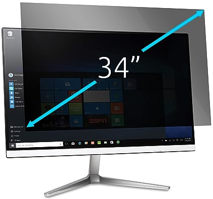 Kensington Blickschutzfilter für Monitore 34 Zoll, 21:9, Geeignet für LG, ViewSonic, Samsung, BENQ, DSGVO-konform, Für mehr Datensicherheit, Mit Blaulichtfilter und Blendschutz, 627436