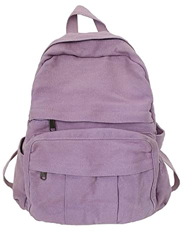 MININAI Mochila de lona para mujeres y hombres, mochila universitaria estética, mochila vintage para laptop, mochila casual de día, mochila de viaje pequeña, Púrpura, Talla única, Mochilas