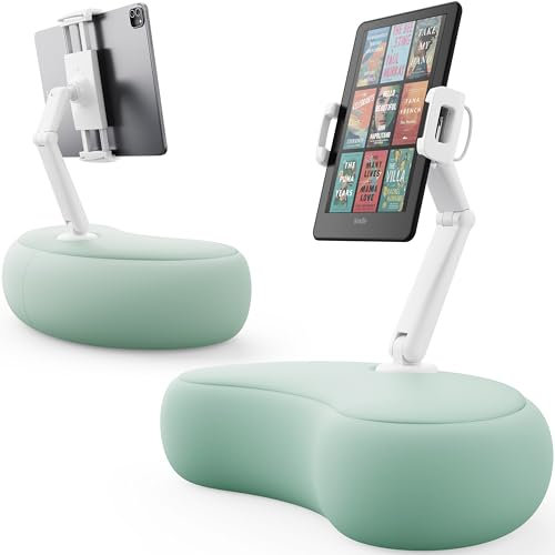 Tablet Kissen Halter, 360° Verstellbarer Kindle halter ipad Halterung Bett mit flexiblem doppelachsigem Arm, Tablet Halterung für iPad, iPhone, Kindle und alle Geräte von 4,7-15,6 (Cyanfarben)