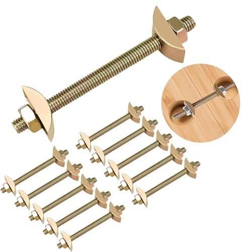 Furniture Fastening Connectors，Countertop Connector,Table Top Fasteners,Furniture Bolts Nuts Joint Miter Draw Bolt Countertop Flip Connector for Butcher Block Table Bed Connecting Kit (10 Sets)