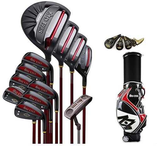 Golfschläger-Set for Herren, Titanlegierung, hoher Rückprall, komplettes Set, 12 Sets, einschließlich 3 Hölzer, 7 Eisen, 1 Putter, 1 Eisenholz, 1 Tasche, geeignet for Golf zu Hause im Freien (Color :