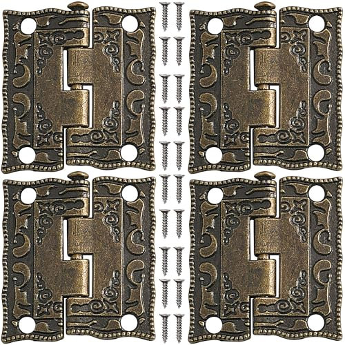 Bisagra retro de 4 piezas, Bisagra de puerta de armario vintage, Bisagras vintage de bronce para decoración de armarios, puertas de madera, bibliotecas