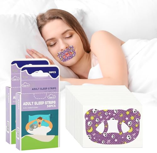 60 Tabletas Mouth Tape, Tiritas Antironquidos para Dormir - Tiras Bucales para Promover la Respiración Nasal, Mejorar la Calidad del Sueño y Reducir los Ronquidos, Hipoalergénicas y Cómodas