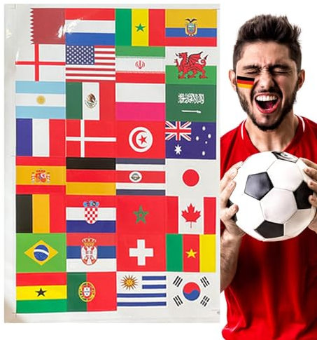 5 Stück Länderflaggen-Aufkleber, Gepäck-Aufkleber, Land-Auto-Aufkleber, Gesichtsaufkleber, Fußballmannschafts-Unterstützung, Welt-Aufkleber für Wasserflasche, Laptop, Gepäck, Scrapbook