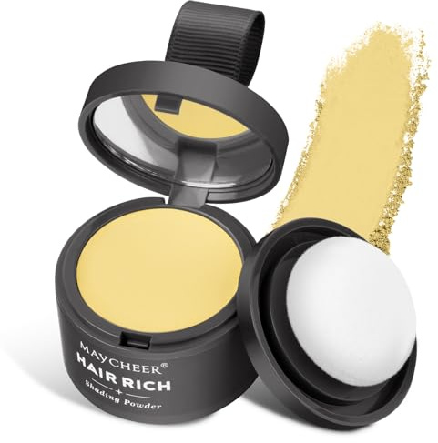 LOPHE Polvo para Rayitas, Retocador de Raíces en Polvo, Sombra para el Cabello, Polvos Pelo Hombre para Rellenar el Cabello, Retoca Raices Corrector para Cabello Natural (Amarillo Brillante)