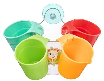 Sophie la Girafe - Set de 4 Gobelets de Bain Interactifs - Jeu d'Eau Éducatif pour l'Éveil des Bébés