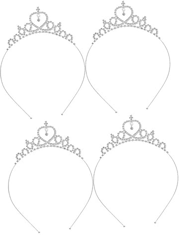 FOMIYES Lot De 4 -têtes Pour Femme Couronne De Princesse Coiffe De Mariée Avec Cristal Élégantes Décorations Pour Cheveux Pour Enterrement De Vie De Jeune Fille