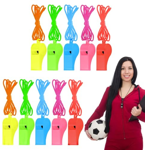 KEQAR 10 pezzi Fischietto, Fischietto da Allenamento Coach, Fischietto con Cordino, Fischietti Sportivi, Fischietto Arbitro Professionale, Ideale per Arbitri, Allenatori, Bagnini