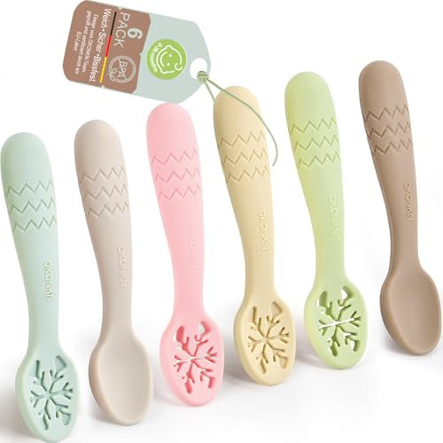 OKONK Nesslernlöffel Baby 6er-Set Flexibel Babylöffel Lernlöffel Baby BPA-frei Zubehör Kinder Besteck Für Säugling Kind Kleinkind Ab 4 Monaten (6-A)